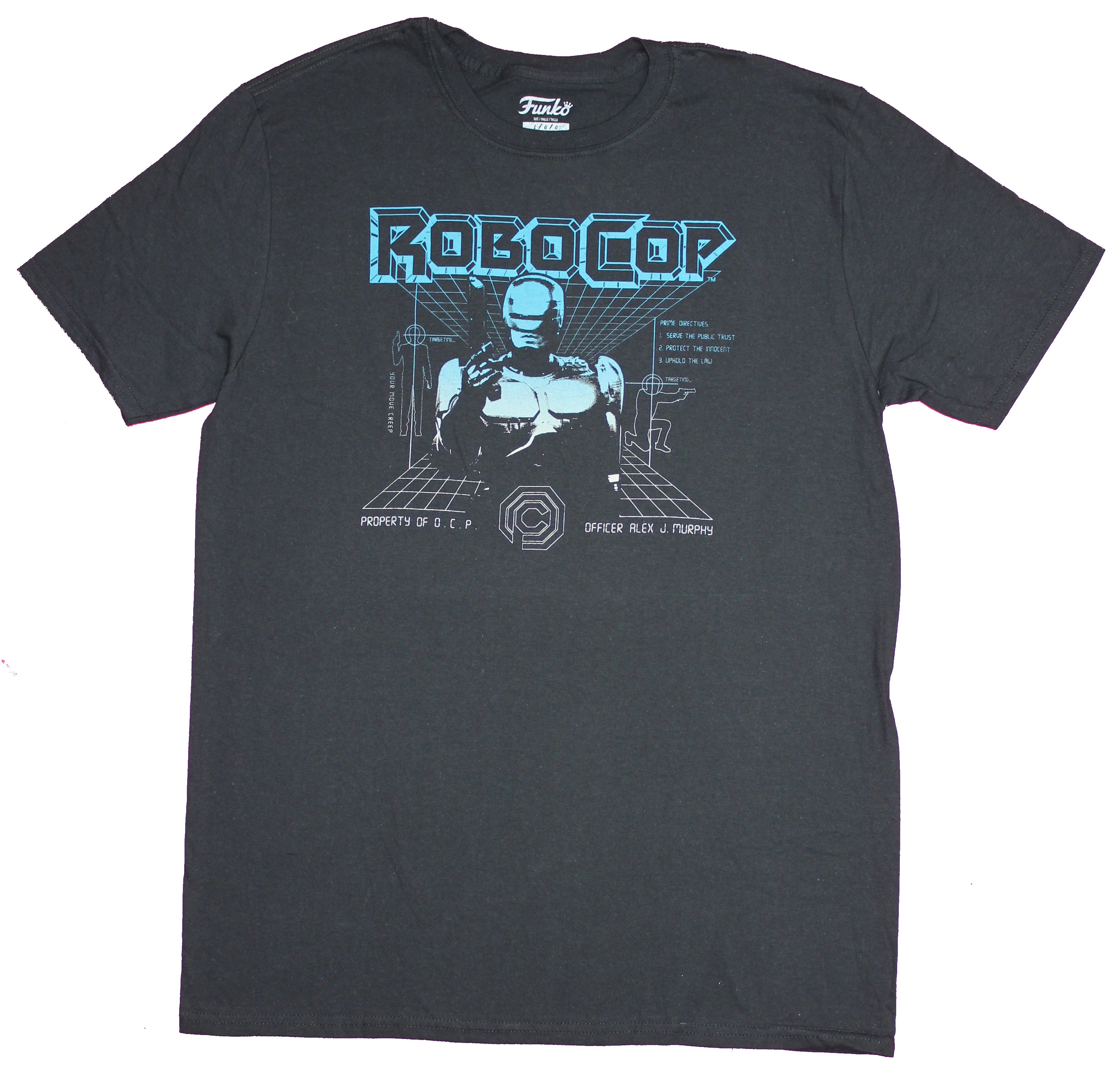 Robocop Mens T-Shirt - Blue Tinted Vector Cop Image (Small)